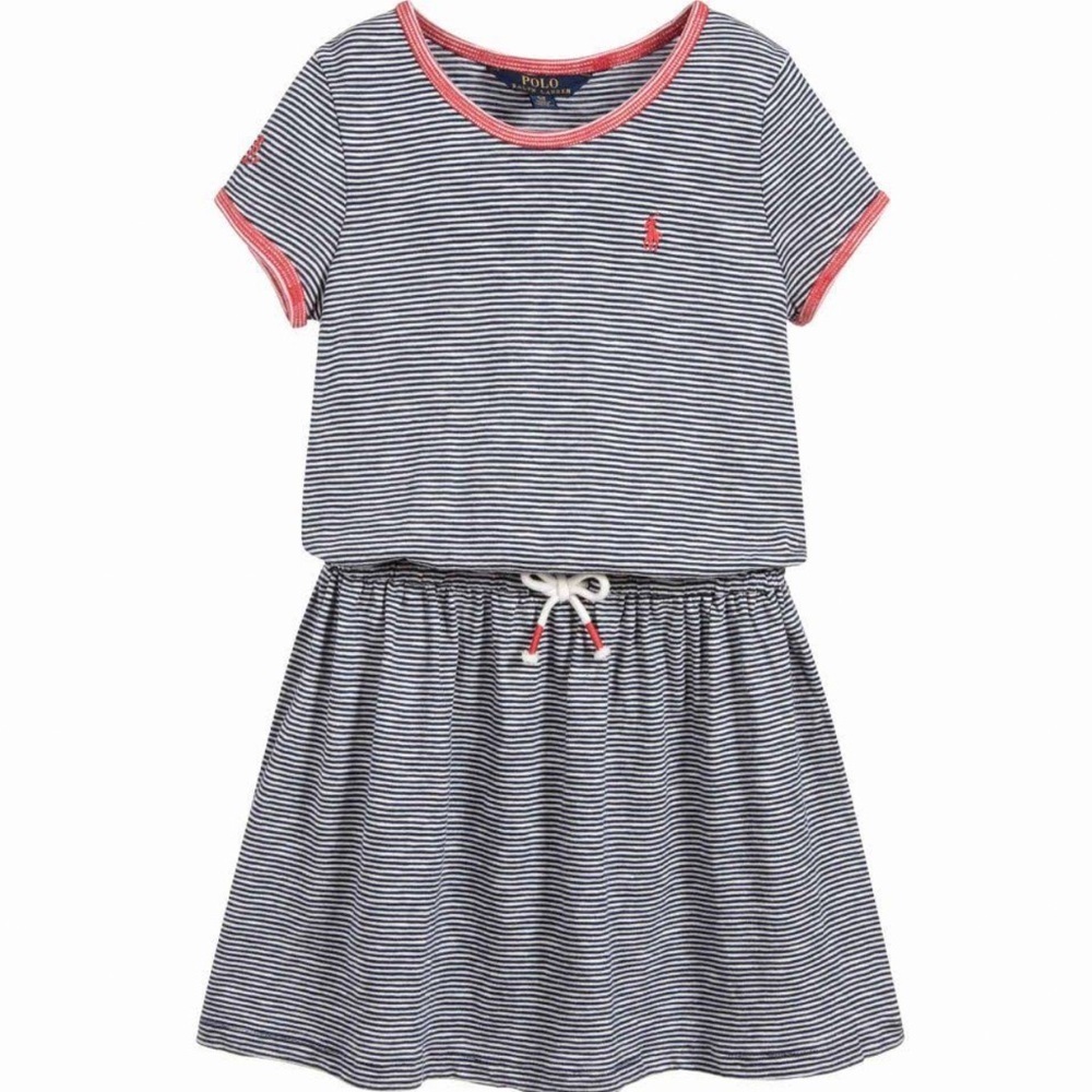 POLO Ralph Lauren Striped Jersey T-Shirt Dress Navy
